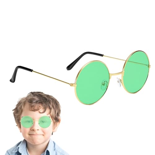 Fukamou Runde Sonnenbrille, Hippie Sonnenbrille Retro Rund 60er Style | Farbige Sonnenbrillen Für Männer, Frauen, Kostüme, Partys, Geschenke von Fukamou