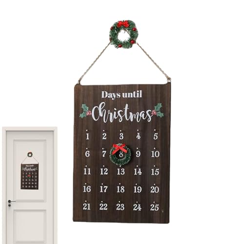 Fukamou Weihnachts-Countdown-Kalender Aus Holz, Weihnachts-Countdown-Holzschild - Wand-Countdown Bis Weihnachten -Holzkalender | Saisonales Vintage-Elegance-25-Tage-Countdown-Schild Für Schlafzimmer, von Fukamou