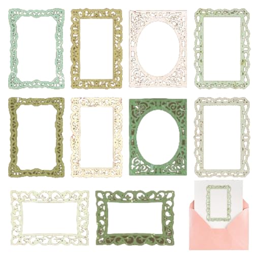 Scrapbooking Spitzenrahmen, 10 Stücke Scrapbooking Zubehör Vintage Ausschnitt Spitze Sammelalbum Papier, Spitze Ästhetische Aufkleber Für Junk Journal Journaling Frames von Fukamou