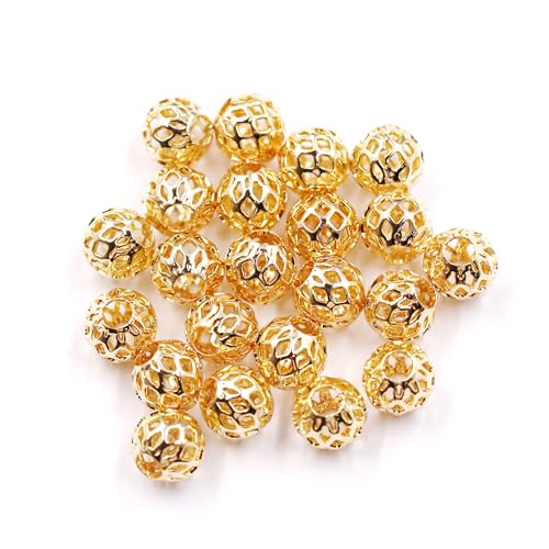 Fukugems Ausgezeichnete Qualität 10mm Messing Perlen für Schmuck machen 100pcs 14k gold von Fukugems