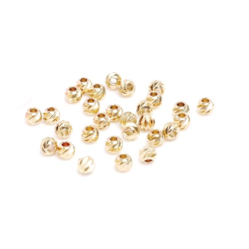 Fukugems Ausgezeichnete Qualität 2.5mm facettierte Messing Perlen für Schmuck Herstellungg 100pcs 14k gold von Fukugems