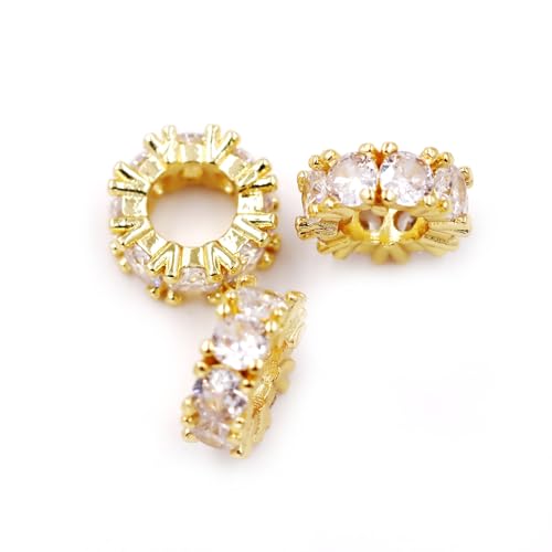 Fukugems Ausgezeichnete Qualität Cubic Zirkonia Abstandsperlen für die Schmuckherstellung 10.5 * 4.5mm 18K gold-White von Fukugems