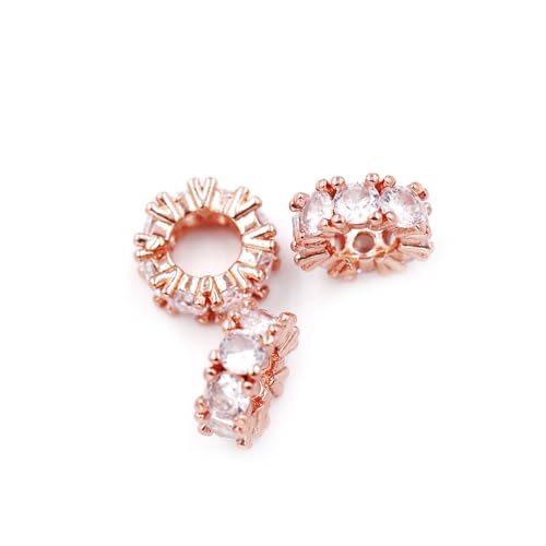 Fukugems Ausgezeichnete Qualität Cubic Zirkonia Abstandsperlen für die Schmuckherstellung 10.5 * 4.5mm Rose gold-White von Fukugems