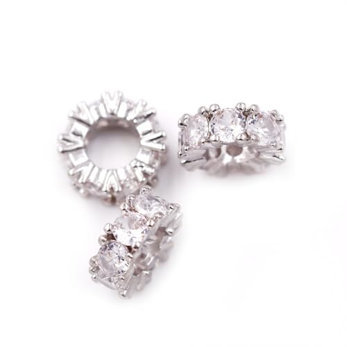 Fukugems Ausgezeichnete Qualität Cubic Zirkonia Abstandsperlen für die Schmuckherstellung 10.5 * 4.5mm White gold-White von Fukugems