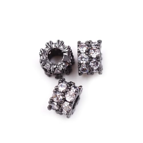 Fukugems Ausgezeichnete Qualität Cubic Zirkonia Abstandsperlen für die Schmuckherstellung 8.5 * 6mm gun black von Fukugems