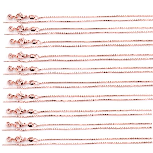 Fukugems Ausgezeichnete Qualität Schmuckzubehör Ketten für Schmuck Halskette Herstellung, Kugelkette mit allmächtiger Schließe 1.1mm*45cm rose gold von Fukugems