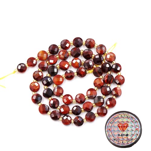 Fukugems Edelsteinperlen für die Schmuckherstellung, Naturstein facettierte flache runde Perlen red tiger's eye 10mm von Fukugems