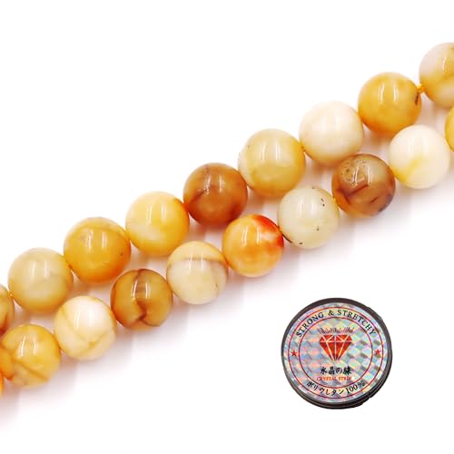 Fukugems Edelsteinperlen für die Schmuckherstellung, Prämie Naturstein Perlen AAA Yellow Opal beads 10mm von Fukugems