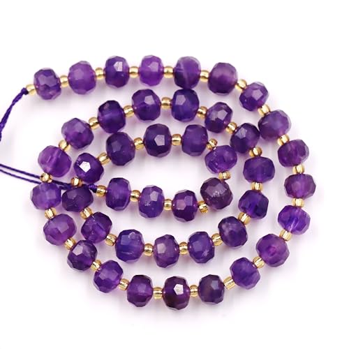 Fukugems Großhandel Natursteinperlen für Armbänder Halsketten verkauft pro Tasche 5-Stränge und eine Rollschnur innen facettierte Septum Dark Amethyst 8mm von Fukugems