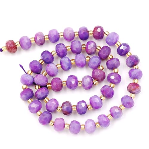 Fukugems Großhandel Natursteinperlen für Armbänder Halsketten verkauft pro Tasche 5-Stränge und eine Rollschnur innen facettierte Septum lavender jasper treated 8mm von Fukugems