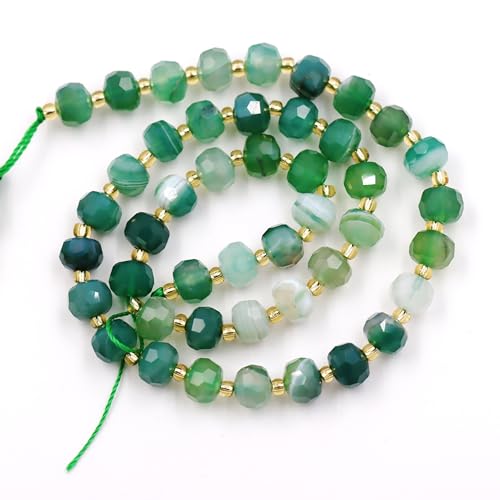 Fukugems Großhandel Natursteinperlen für Armbänder Halsketten verkauft pro Tasche 5-Stränge und eine Rollschnur innen facettierte Septum green stripe agate 8mm von Fukugems