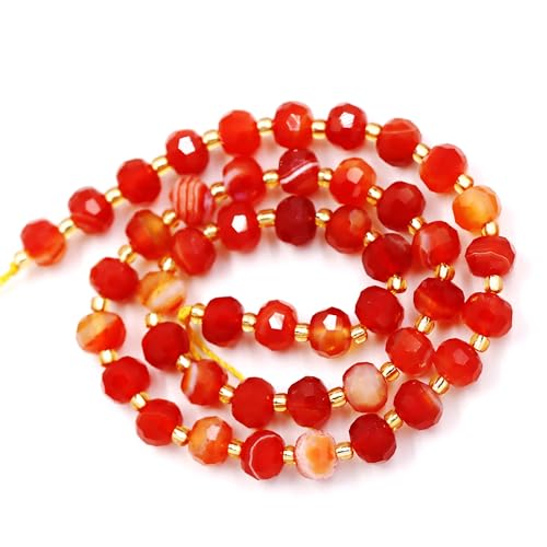 Fukugems Großhandel Natursteinperlen für Armbänder Halsketten verkauft pro Tasche 5-Stränge und eine Rollschnur innen facettierte Septum red Carnelian 8mm von Fukugems