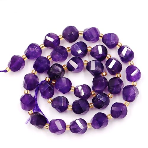 Fukugems Großhandel Natursteinperlen für DIY Schmuck Herstellung verkauft pro Tasche 5-Stränge und eine Rollschnur innen facettierte S-Form Dark Amethyst 10mm von Fukugems