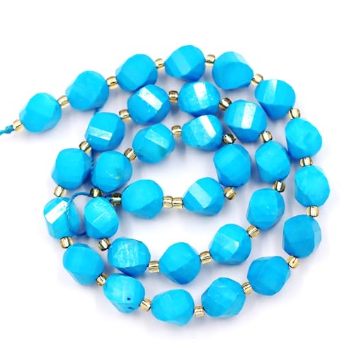 Fukugems Großhandel Natursteinperlen für DIY Schmuck Herstellung verkauft pro Tasche 5-Stränge und eine Rollschnur innen facettierte S-Form Dark Blue howlite Turquoise 10mm von Fukugems