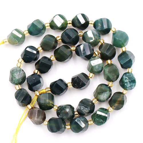 Fukugems Großhandel Natursteinperlen für DIY Schmuck Herstellung verkauft pro Tasche 5-Stränge und eine Rollschnur innen facettierte S-Form Moss Agate 10mm von Fukugems