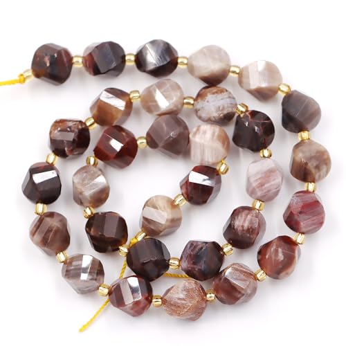 Fukugems Großhandel Natursteinperlen für DIY Schmuck Herstellung verkauft pro Tasche 5-Stränge und eine Rollschnur innen facettierte S-Form Petrified Wood 8mm von Fukugems