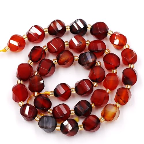 Fukugems Großhandel Natursteinperlen für DIY Schmuck Herstellung verkauft pro Tasche 5-Stränge und eine Rollschnur innen facettierte S-Form Red Agate 10mm von Fukugems