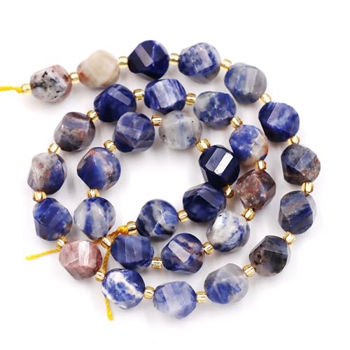 Fukugems Großhandel Natursteinperlen für DIY Schmuck Herstellung verkauft pro Tasche 5-Stränge und eine Rollschnur innen facettierte S-Form Sodalite AB 10mm von Fukugems