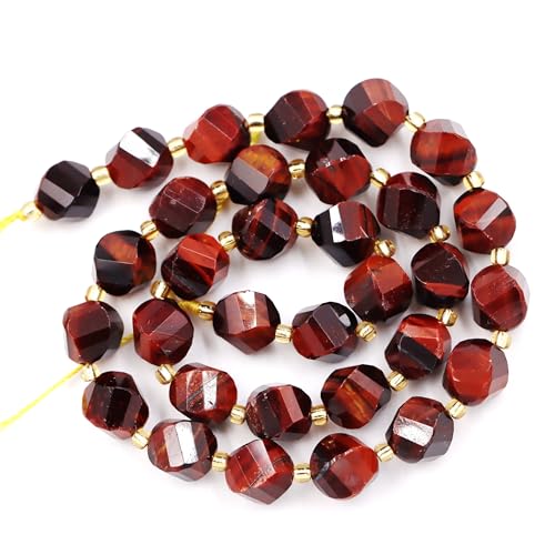 Fukugems Großhandel Natursteinperlen für DIY Schmuck Herstellung verkauft pro Tasche 5-Stränge und eine Rollschnur innen facettierte S-Form red Tiger's Eye 10mm von Fukugems