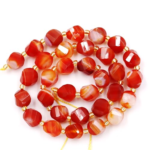 Fukugems Großhandel Natursteinperlen für DIY Schmuck Herstellung verkauft pro Tasche 5-Stränge und eine Rollschnur innen facettierte S-Form red carnelian 10mm von Fukugems