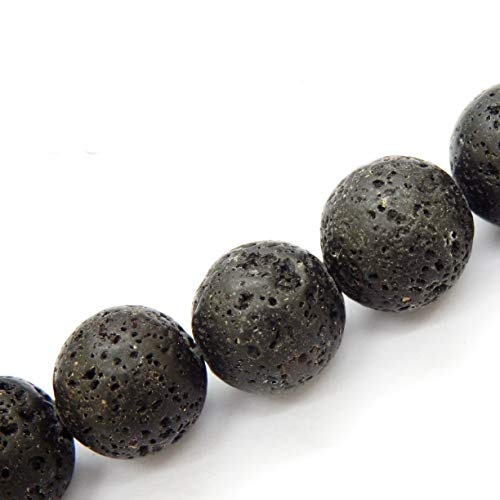 Fukugems Naturstein perlen für schmuckherstellung, verkauft pro Bag 5 Stränge Innen, Black Lava 10mm von Fukugems