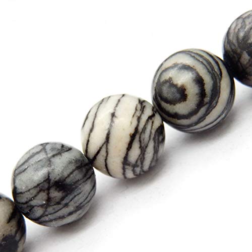 Fukugems Naturstein perlen für schmuckherstellung, verkauft pro Bag 5 Stränge Innen, Black Net Jasper 10mm von Fukugems