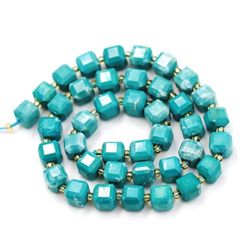 Fukugems Naturstein perlen für schmuckherstellung, verkauft pro Bag 5 Stränge Innen, facettierter Würfel Green Howlite Turquoise 8mm von Fukugems