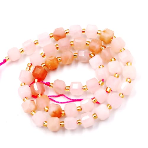 Fukugems Naturstein perlen für schmuckherstellung, verkauft pro Bag 5 Stränge Innen, facettierter Würfel Pink Aventurine 6mm von Fukugems