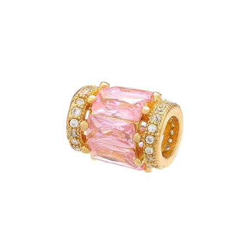 Fukugems ausgezeichnete Qualität Cubic Zirkonia gepflasterte Perlen für die Schmuckherstellung, Rohr Charm Perlen für Halsketten Armbänder Herstellung 9 * 12mm 18k gold-pink von Fukugems