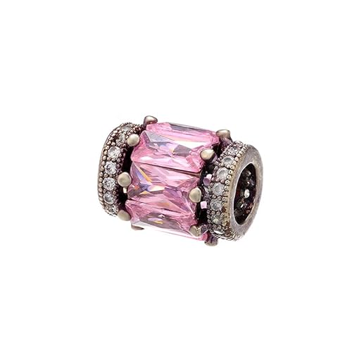 Fukugems ausgezeichnete Qualität Cubic Zirkonia gepflasterte Perlen für die Schmuckherstellung, Rohr Charm Perlen für Halsketten Armbänder Herstellung 9 * 12mm gun black-pink von Fukugems