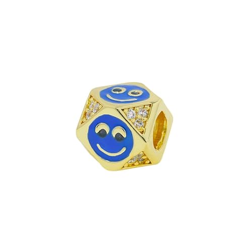 Fukugems ausgezeichnete Qualität Cubic Zirkonia gepflasterte Perlen für die Schmuckherstellung, Smile Face Charm Perlen für Halsketten Armbänder Herstellung 7.5 * 7.5mm blue von Fukugems