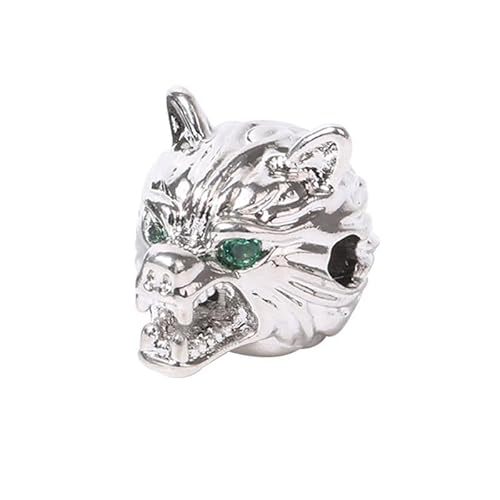 Fukugems ausgezeichnete Qualität Cubic Zirkonia gepflasterte Perlen für die Schmuckherstellung, Wolfskopf Charm Perlen für Halsketten Armbänder Herstellung 11.8 * 14.6mm white gold von Fukugems