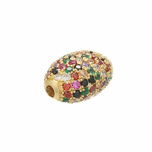 Fukugems ausgezeichnete Qualität Cubic Zirkonia gepflasterte Perlen für die Schmuckherstellung, oval Charm Perlen für Halsketten Armbänder Herstellung 10 * 14mm 18k gold-multicolor von Fukugems