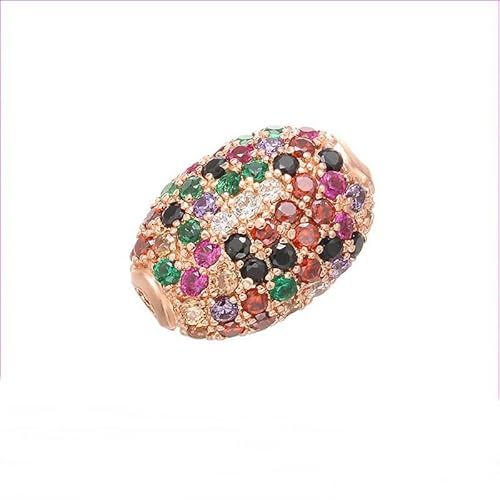 Fukugems ausgezeichnete Qualität Cubic Zirkonia gepflasterte Perlen für die Schmuckherstellung, oval Charm Perlen für Halsketten Armbänder Herstellung 10 * 14mm rose gold-multicolor von Fukugems