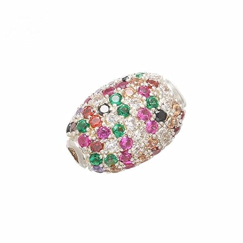 Fukugems ausgezeichnete Qualität Cubic Zirkonia gepflasterte Perlen für die Schmuckherstellung, oval Charm Perlen für Halsketten Armbänder Herstellung 10 * 14mm white gold-multicolor von Fukugems