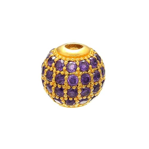 Fukugems ausgezeichnete Qualität Cubic Zirkonia gepflasterte Perlen für die Schmuckherstellung 6mm 18k gold-purple von Fukugems