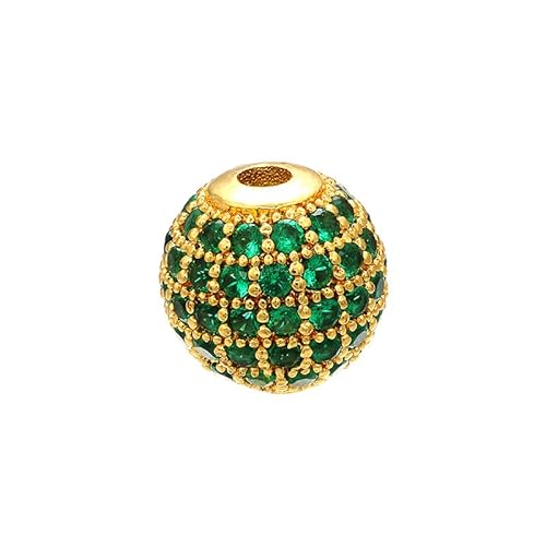 Fukugems ausgezeichnete Qualität Cubic Zirkonia gepflasterte Perlen für die Schmuckherstellung 8mm 18k gold-green von Fukugems