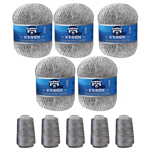 Fulenyi 10 Pack Kaschmir Soft Nerz-Samt Wolle Garn für Handstricken, Lange Plüschwolle Häkelgarne für Herbst Winter Luxus(L: 5 x 340 ; S: 5 x 350) von Fulenyi