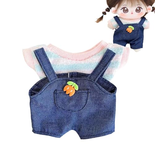 20cm Puppenkleidung, süße Kleidung für Plüschpuppen,Cartoon-Overalls und Oberteile für 20 cm große Puppen | Entzückende Rollenspiel-Outfits, Plüschpuppen, verkleiden Sich für Schlafzimmer und von Fulenyi