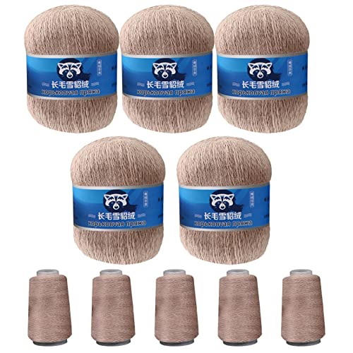 Fulenyi 10 Pack Kaschmir Soft Nerz-Samt Wolle Garn für Handstricken, Lange Plüschwolle Häkelgarne für Herbst Winter Luxus(L: 5 x 340 ; S: 5 x 350) von Fulenyi