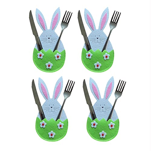 Fulenyi 8 Stück Osterhasen Bestecktaschen Besteckbeutel Besteckhalter Filz Hochzeitsdeko Tischdeko für Ostern Hochzeit von Fulenyi