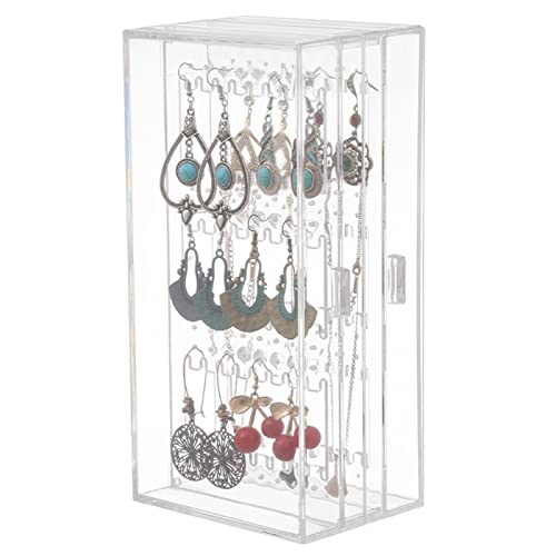 Fulenyi Klarer Acryl-Ohrringständer - Ohrringständer mit 2 vertikalen Schubladen - Anhänger-Display-Organizer-Halter, Halsketten-Schmuck-Display-Box für Schminktisch von Fulenyi