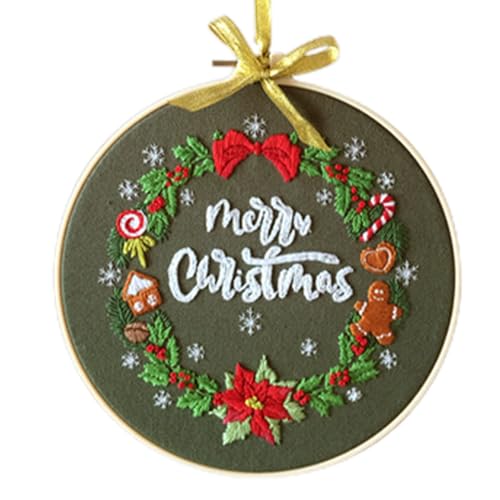 Fulenyi Weihnachts-Stickset, festlich, stimmungsvolles Stickset mit verstellbarem Reifen, Webereizubehör für Wohnzimmer, Schlafzimmer, Arbeitszimmer, Innenhof, Balkon von Fulenyi