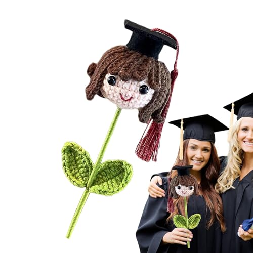 Häkelblume zum Schulabschluss – Abschlussstrauß, gestrickte Blumen, handgefertigte Häkelpuppe, Doktorhut für und Mädchen, Häkelblumen, Partyzubehör von Fulenyi