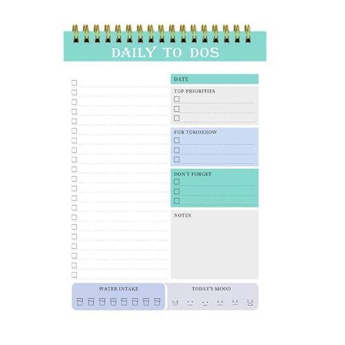 Tagesplaner-Notizblock, Tagesnotizblock - Coil Undatierter Tagesplaner | Aufgaben-Checklisten-Organizer, Agenda-Block für die Arbeit zu Hause, täglicher Agenda-Notizblock von Fulenyi