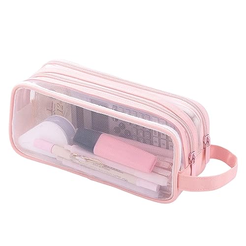 Transparent Federmäppchen aus Netzstoff Mädchen Jungen, Reißverschluss Mäppchen Teenager mit 2 Fach, Pencil Case für Kinder Erwachsene, Etui Schule Studenten Federtaschen von Fulenyi