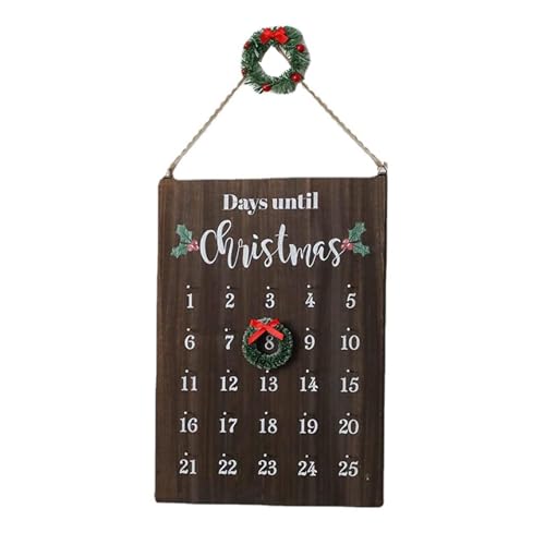 Weihnachts Countdown Kalender, Bauernhaus Weihnachtskranz Kalender, Vintage Countdown Schild, Hölz Weihnachtsdekor zum Aufhängen an der Wand für die Feiertage von Fulenyi