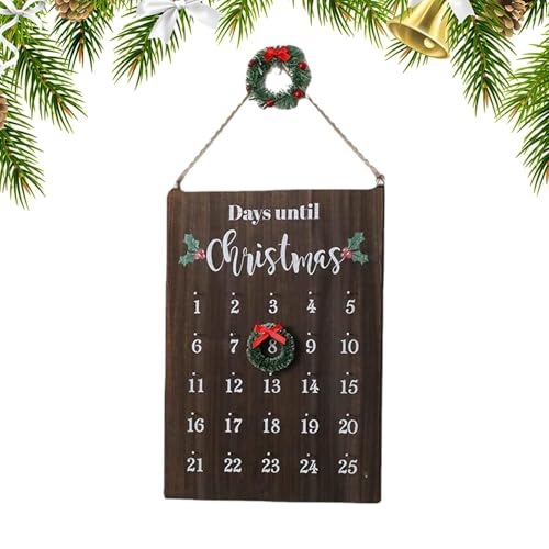 Weihnachts-Countdown-Kalender-Schild, Weihnachts-Countdown-Kalender aus Holz,Weihnachts-Countdown-Kalender Holzschild - Saisonale Dekoration, Bauernhaus-Ornament, Vintage-Eleganz für von Fulenyi