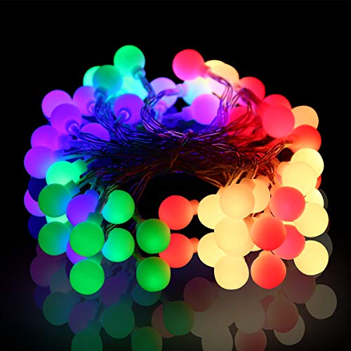 Fulighture LED Kugel Lichterkette,5M(16.41FT) 40er Globe LED mit Batteriebetrieben,Bunt,P65 Wasserdicht,Globe Lichterkette für Weihnachten Party Garten Hochzeit Balkon Deko, Mehrfarbig von Fulighture