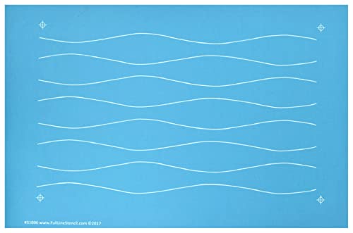 Full Line Stencil - Moderne Wellen - Kante zu Kante Nylon-Mesh-Schablone, durchgehende Linienvorlage für Freiluftsteppung, Haushaltsmaschinen-Quilten, Handsteppung, Langarm-Quilten (31006) von Full Line Stencil